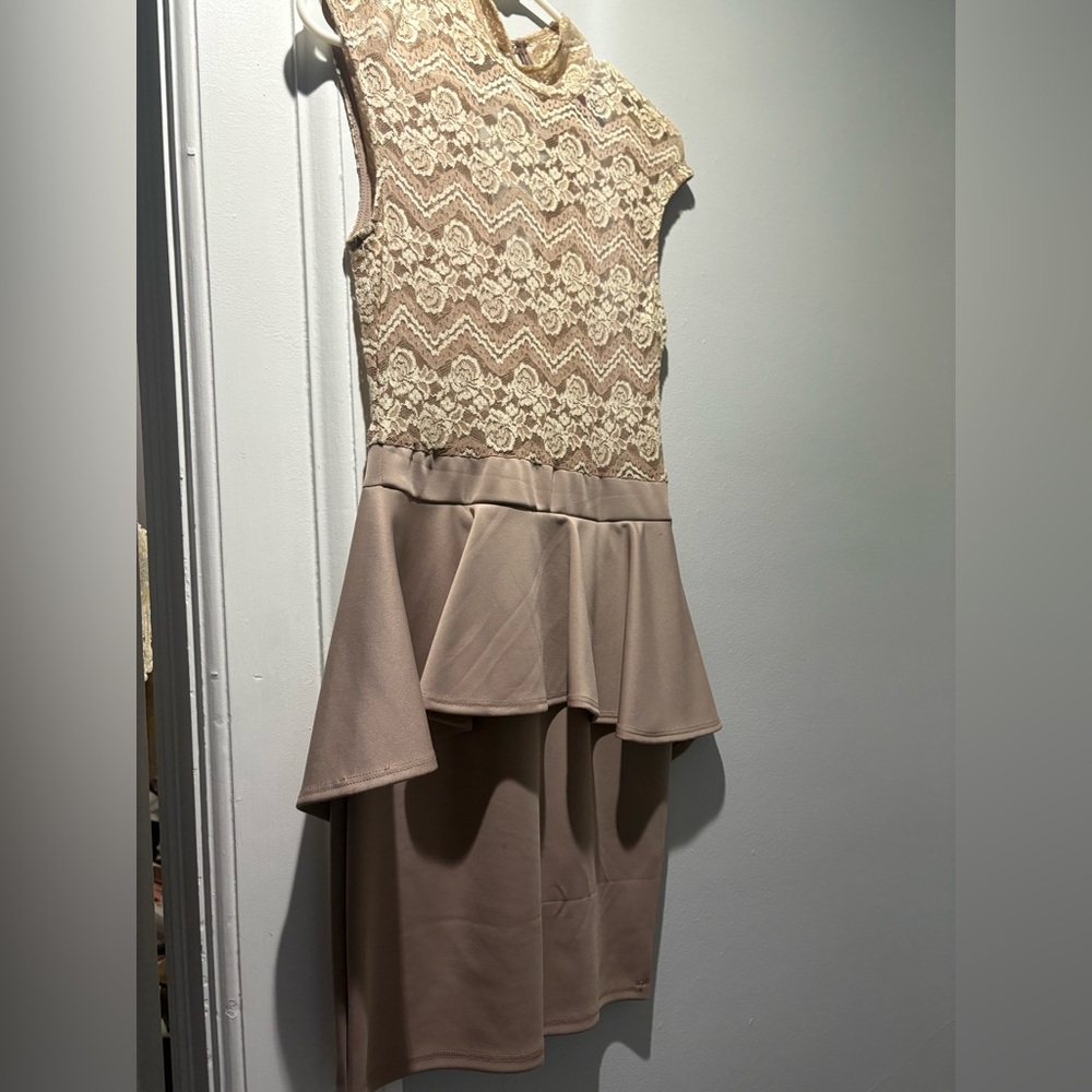 bebe Beige Lace Mini Dress